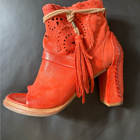 A.S.98 Shoes - A.S.98 Red Heeled Boots with Suede and Tassels